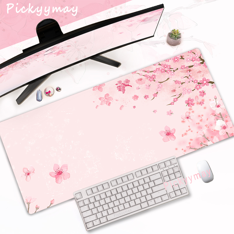 Office Desk Tech Accessories - Rosa flores de cerejeira mousepad mesa