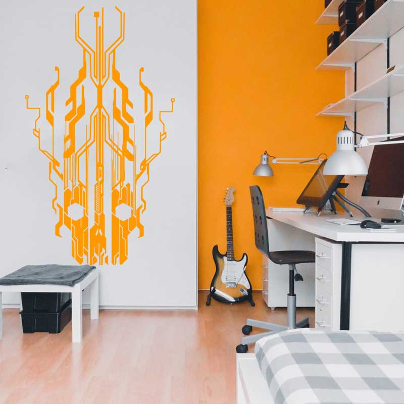 Chip circuito tecnologia crâni - Tech Office Wall Decor avaliação e preço