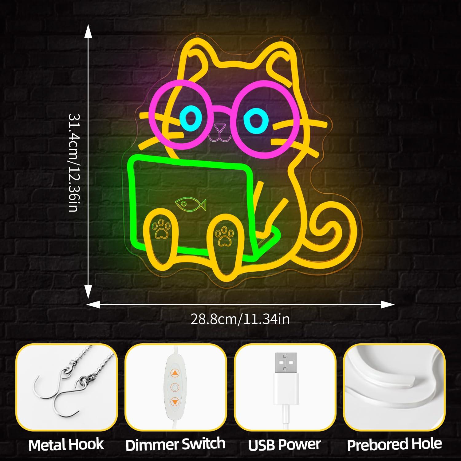 Letreiro Neon de Gato para Lap - Tech Office Wall Decor avaliação e preço